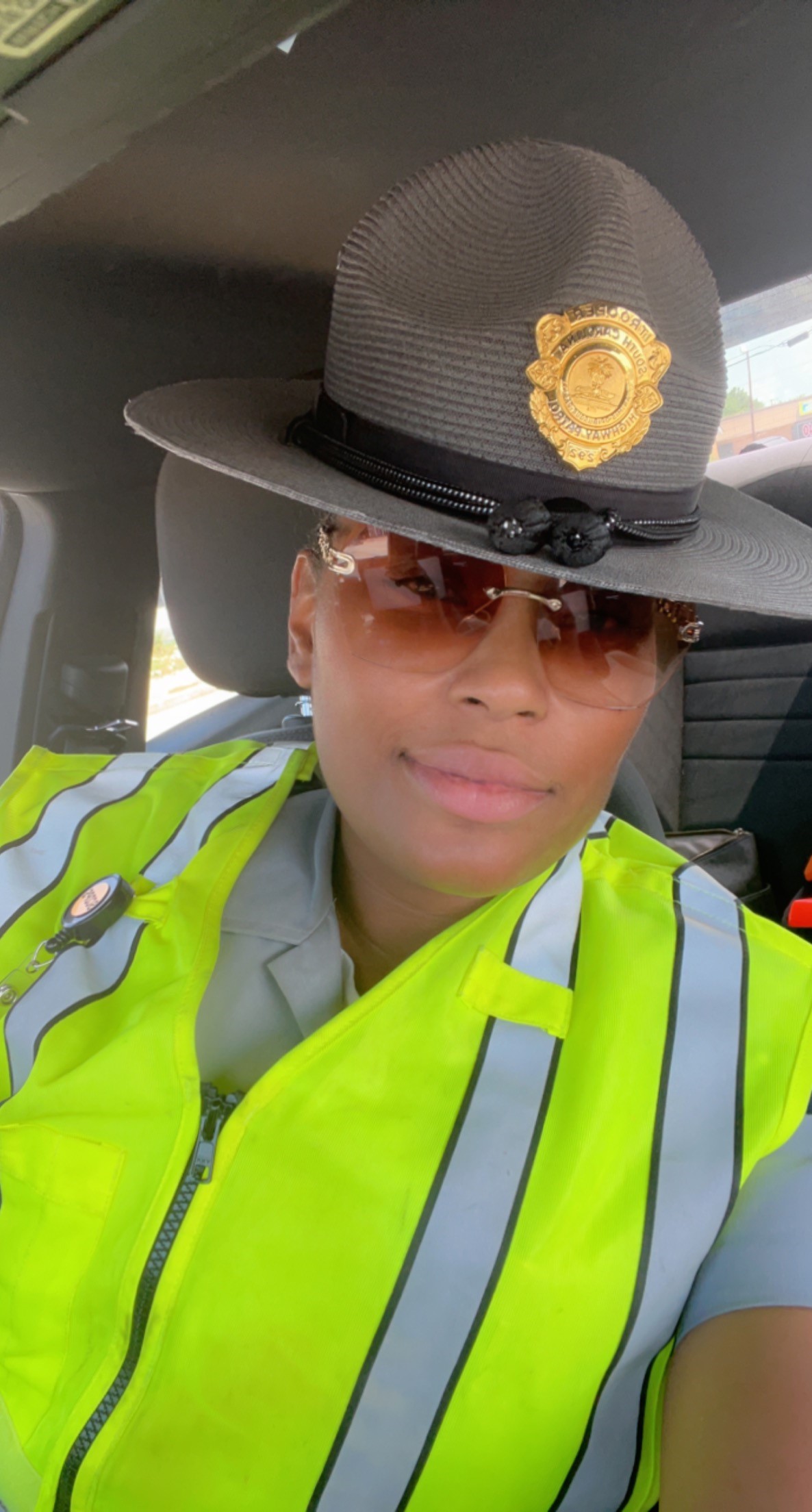 Lance Corporal Jenkins in her patrol car